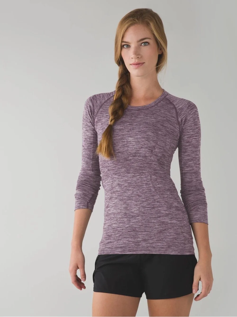 Lululemon Swiftly Tech Long Sleeve Crew Heathered Black Cherry